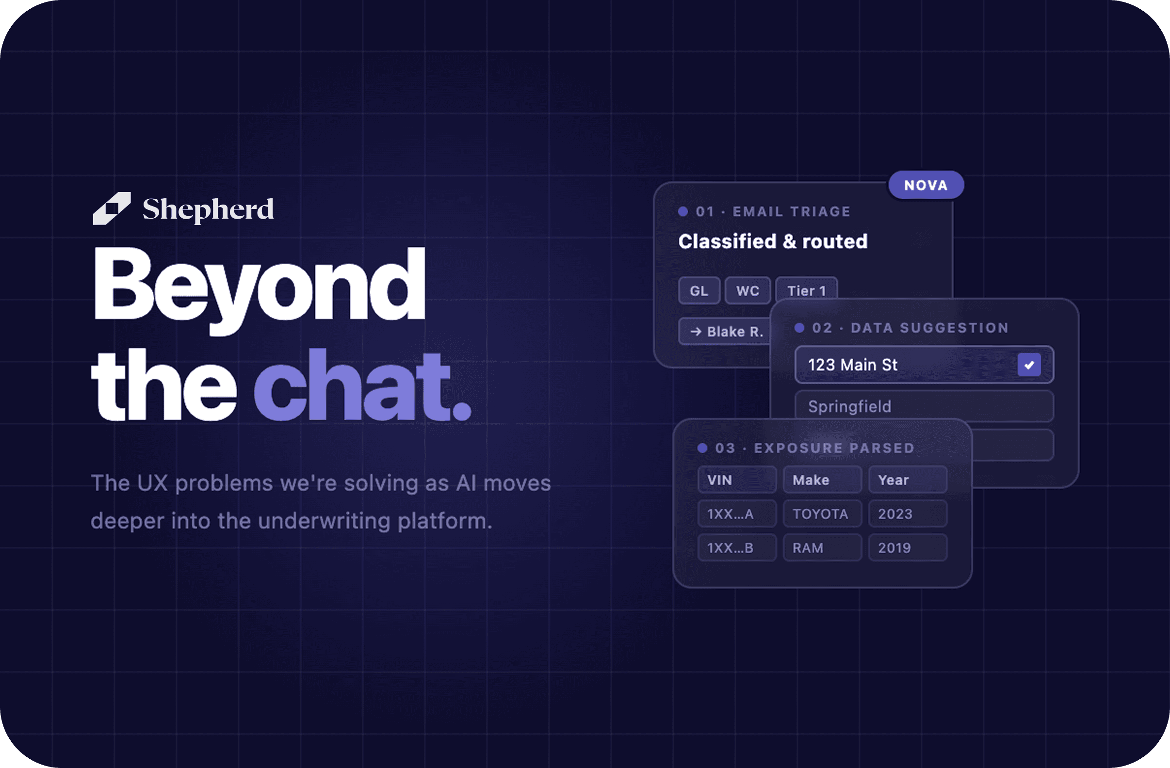 Beyond the chat: Shepherd Nova interface for classifying and routing an email.