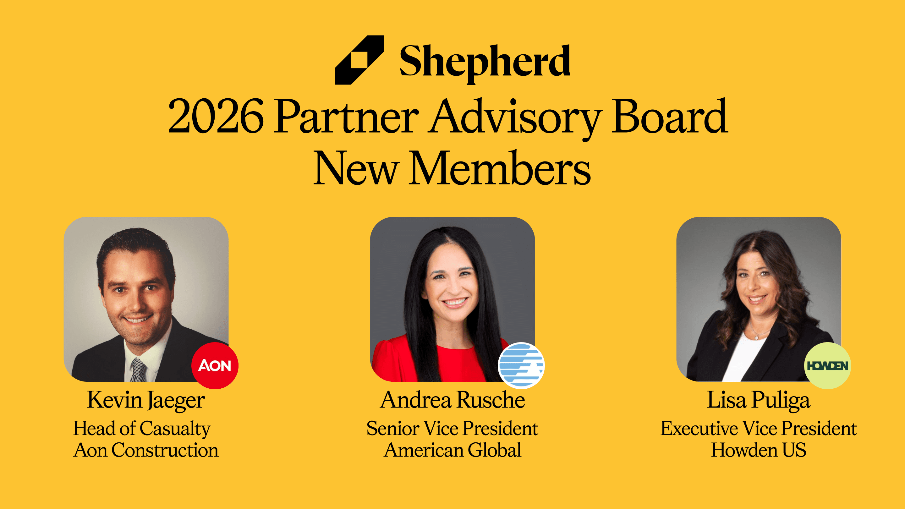Shepherd 2026 Partner Advisory Board new members Kevin Lenger, Andrea Rausch and Lisa Phillips.